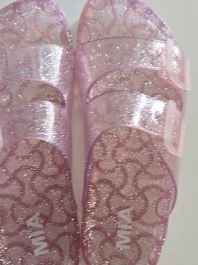 Pink Glitter Jelly Slide Sandals